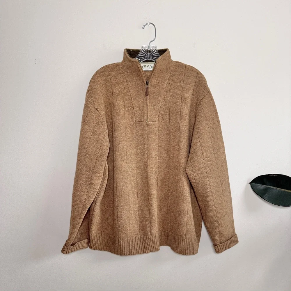Orvis Lambswool Quarter Zip Sweater M